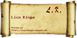 Lics Kinga névjegykártya